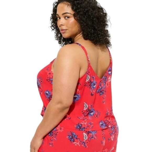 TORRID Red Floral Challis Button Down Crop Top With Matching Pull on Pants 2X - Picture 8 of 16